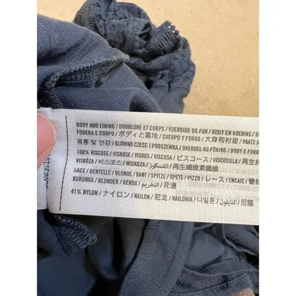 Abercrombie Lace and Chiffon Dress NWT Knee Length Dusty Blue Size Large - Picture 9 of 10